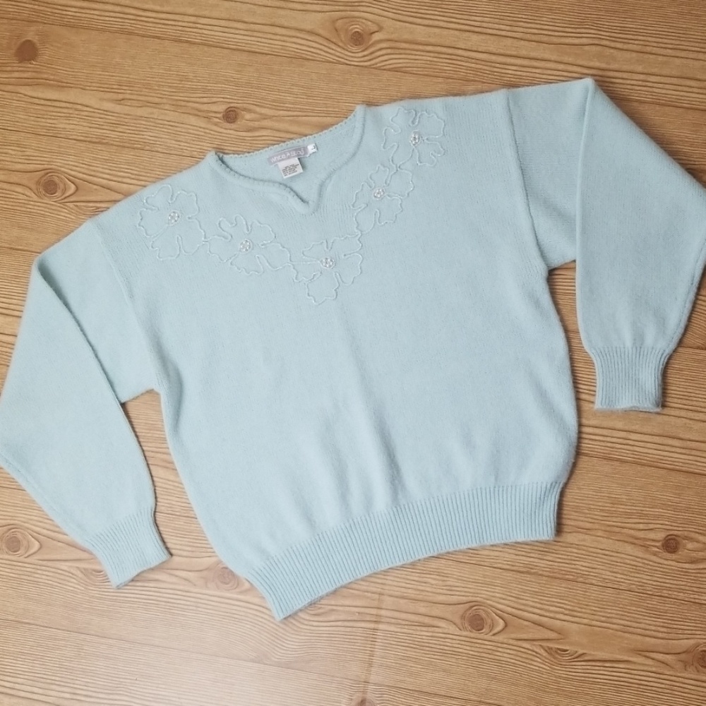 White Stag - V Neck Sweater Light Blue - Picture 2 of 4